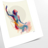 Abstract woman artwork in orange, gray and red tones, modern poster - as a rolled, unframed print