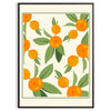 Green and white citrus kitchen poster, minimalist watercolor-style artwork - in a black frame