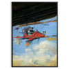 Black and green airplane travel poster in minimalist vintage style - in a black frame