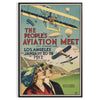 Sleek black and green airplane travel poster in minimalist graphic style - in a black frame