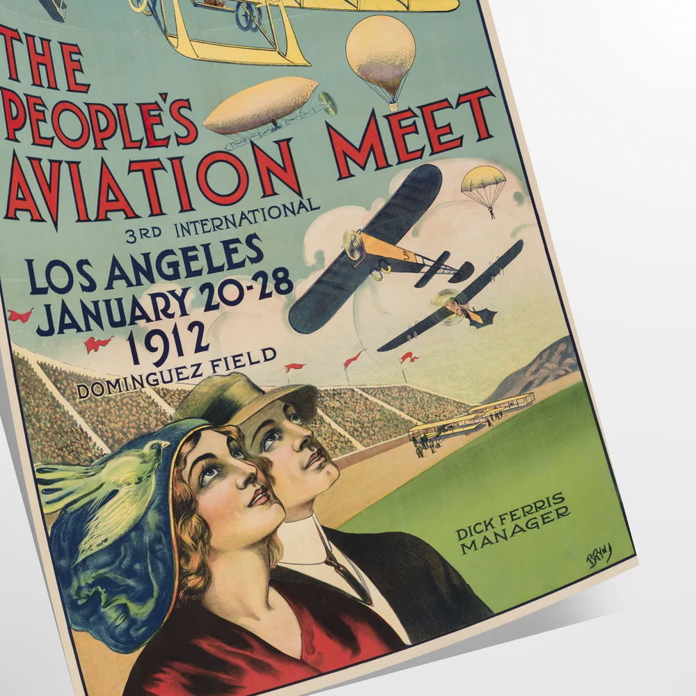 Sleek black and green airplane travel poster in minimalist graphic style