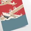 Retro illustration of vintage airplanes in gray and orange tones - as a rolled, unframed print