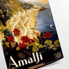 Stylized depiction of Amalfi Coast cliffs and sea in green and black - as a rolled, unframed print