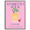 Yellow and blue Amaretto Sour poster in retro graphic illustration style - in a black frame