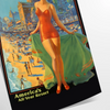 Minimalist travel poster featuring Atlantic City with green and blue tones - as a rolled, unframed print