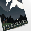 Vintage travel poster depicting Montana's green valleys under an orange sky - as a rolled, unframed print