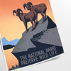 Stylized travel poster featuring an American national park with black and orange colors - as a rolled, unframed print