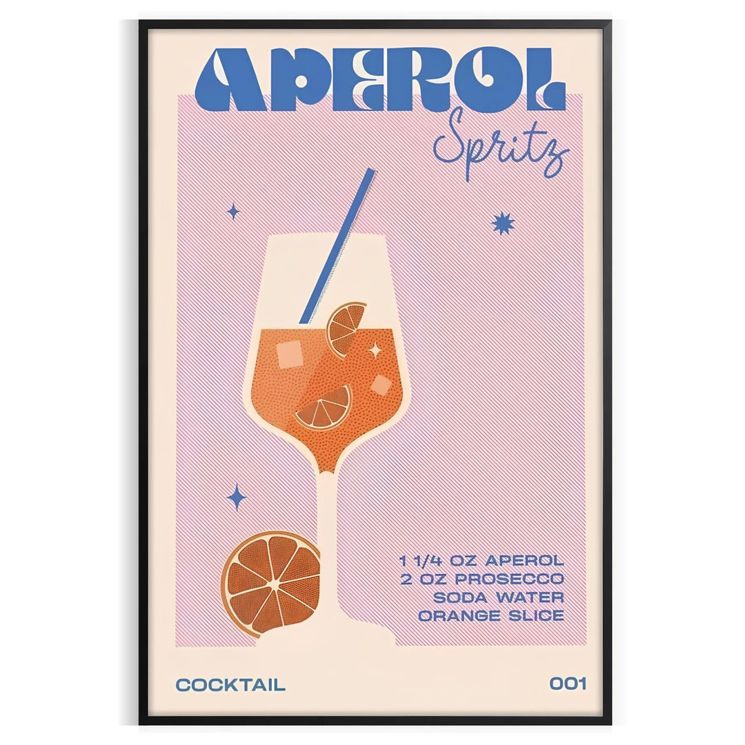 Minimalist illustration of an Aperol Spritz cocktail in orange and gray