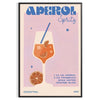 Illustrazione minimalista di un cocktail Aperol Spritz in arancione e grigio - in una cornice nera