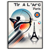 Unframed stylized Arc de Triomphe poster with minimalist Paris illustration - in a black frame