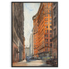 Art Deco building watercolor poster in black and green, architecture print. - in a black frame