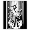 Art Deco poster featuring a jazz dancer silhouette in black and gray - in a black frame