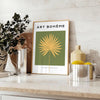 Bohemian kitchen art poster in black and blue, minimalist illustration - styled on a counter with eucalyptus and a bowl of lemons