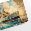Art Deco travel poster showing stylized green and blue landscape painting - as a rolled, unframed print