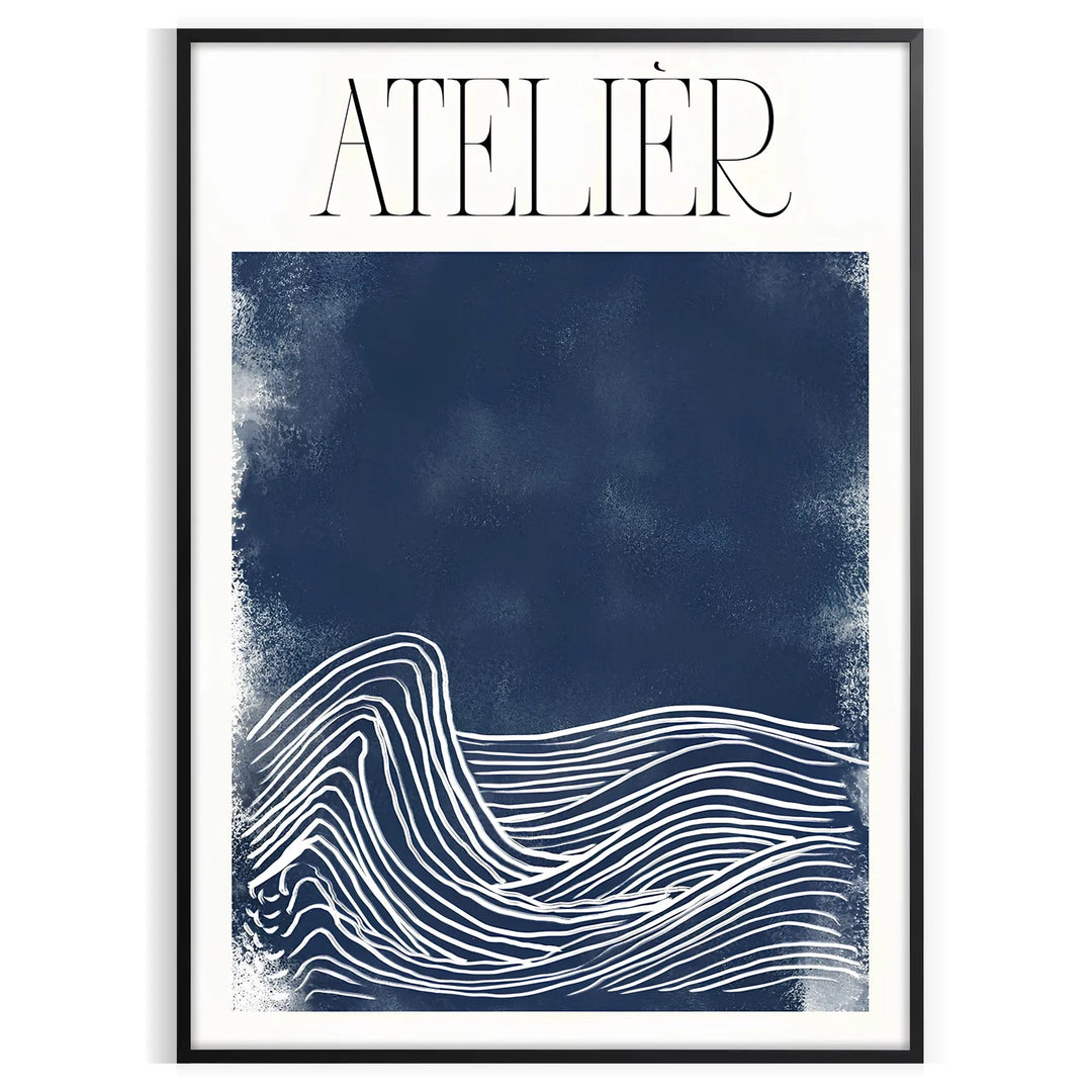 Atelier Maximalist blue and green abstract maximalist poster with layered shapes