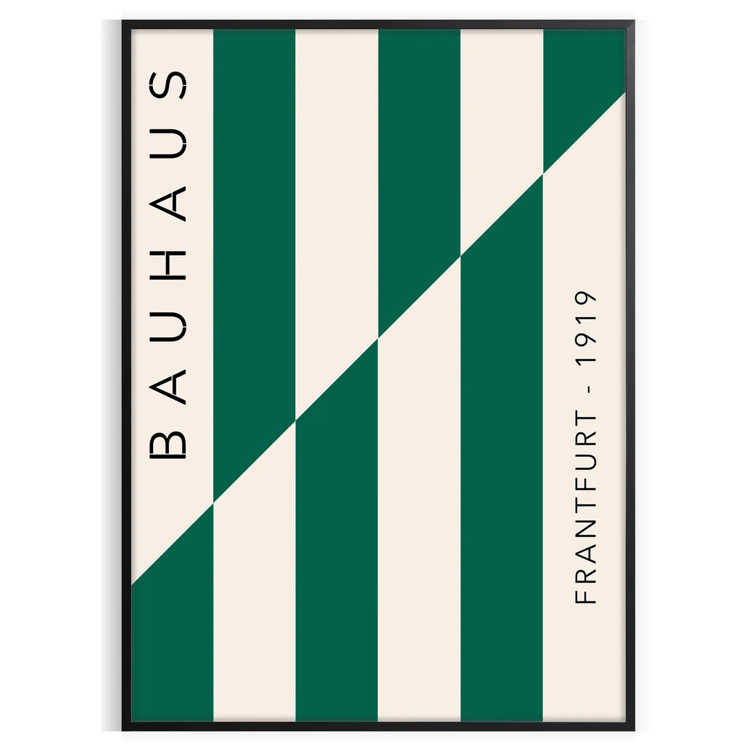 Gray and green abstract design with geometric shapes in Bauhaus style