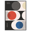Formas geométricas abstractas en estilo Bauhaus con colores primarios audaces - en un marco negro