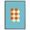 Bauhaus geometric abstract poster with bold red, blue, yellow shapes - in a black frame