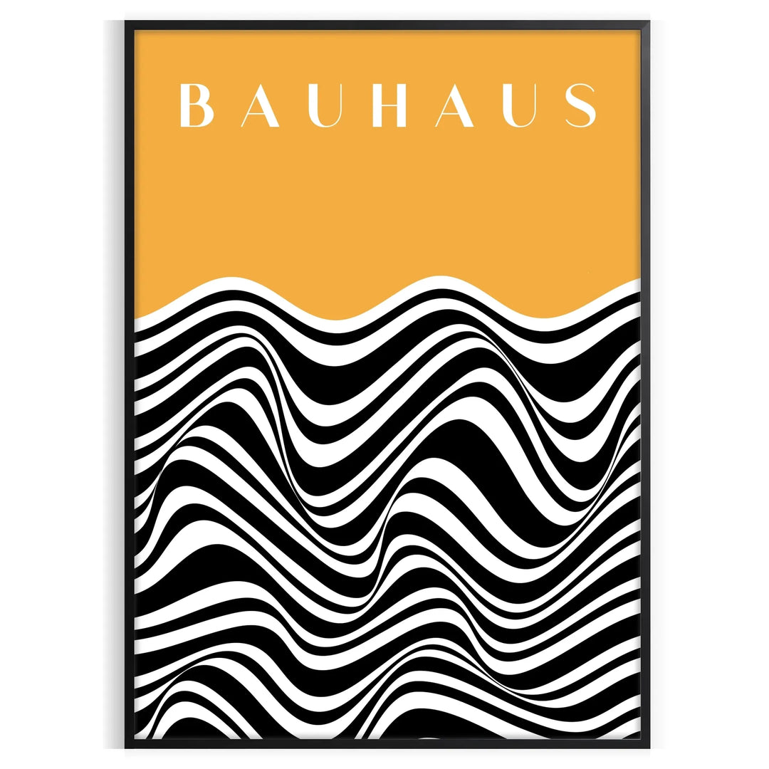 Unframed poster showing abstract geometric Bauhaus composition, minimalist graphic design
