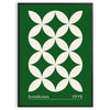 Green and white poster featuring abstract geometric shapes in Bauhaus style - in a black frame