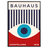 Bauhaus geometric poster with blue and red abstract shapes - in a black frame