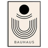 Poster Bauhaus geometrico grigio e nero con forme astratte minimaliste - in una cornice nera