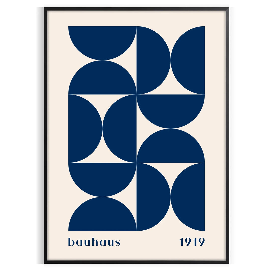 Vintage Bauhaus poster featuring geometric shapes in muted colors