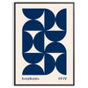 Vintage Bauhaus poster featuring geometric shapes in muted colors - in a black frame