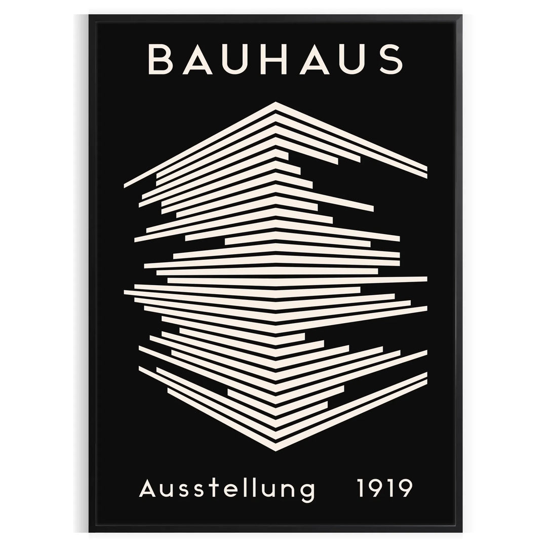 Bauhaus poster showing abstract geometric composition in red, blue, yellow