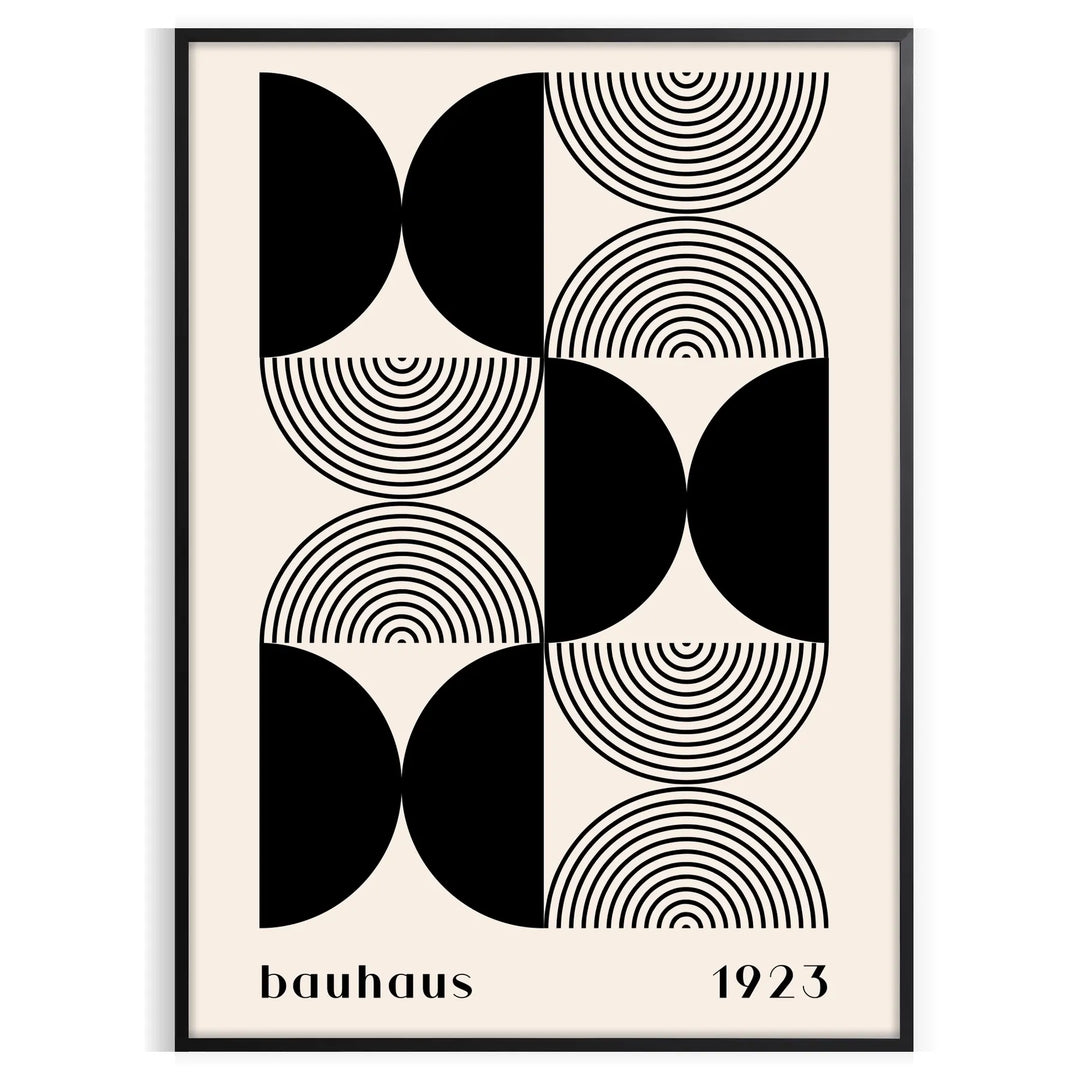 Abstract geometric shapes in Bauhaus style with bold colors