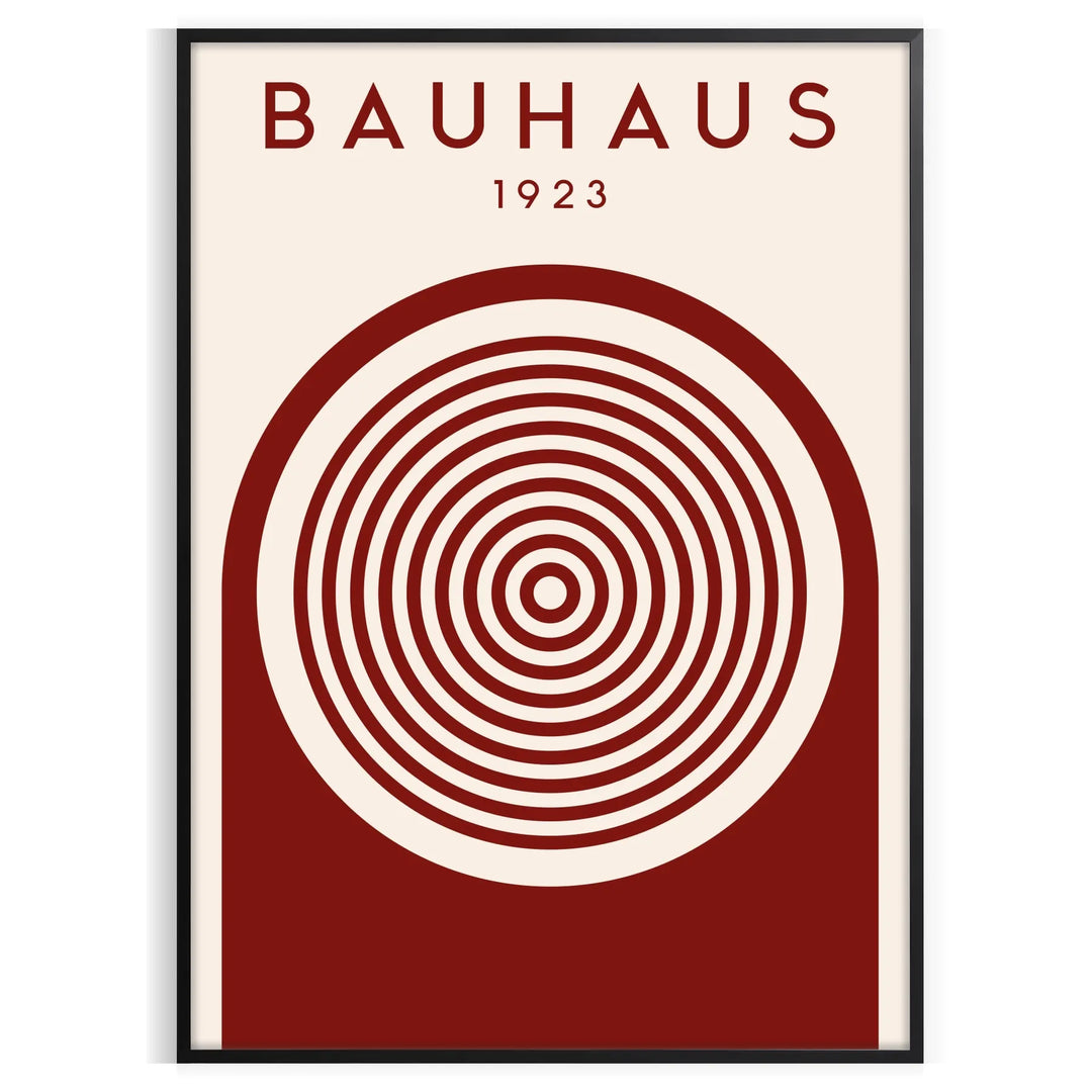 Abstract Bauhaus design featuring geometric shapes in gray and brown tones