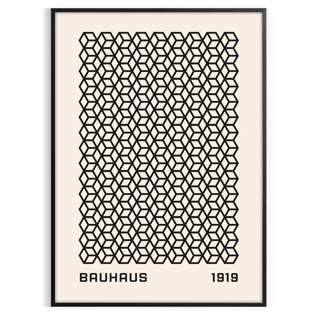 Geometric shapes and lines in Bauhaus style with a minimalist color palette