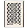 Geometric shapes and lines in Bauhaus style with a minimalist color palette - in a black frame
