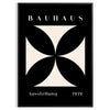 Abstract Bauhaus design with geometric shapes in gray and black tones - in a black frame