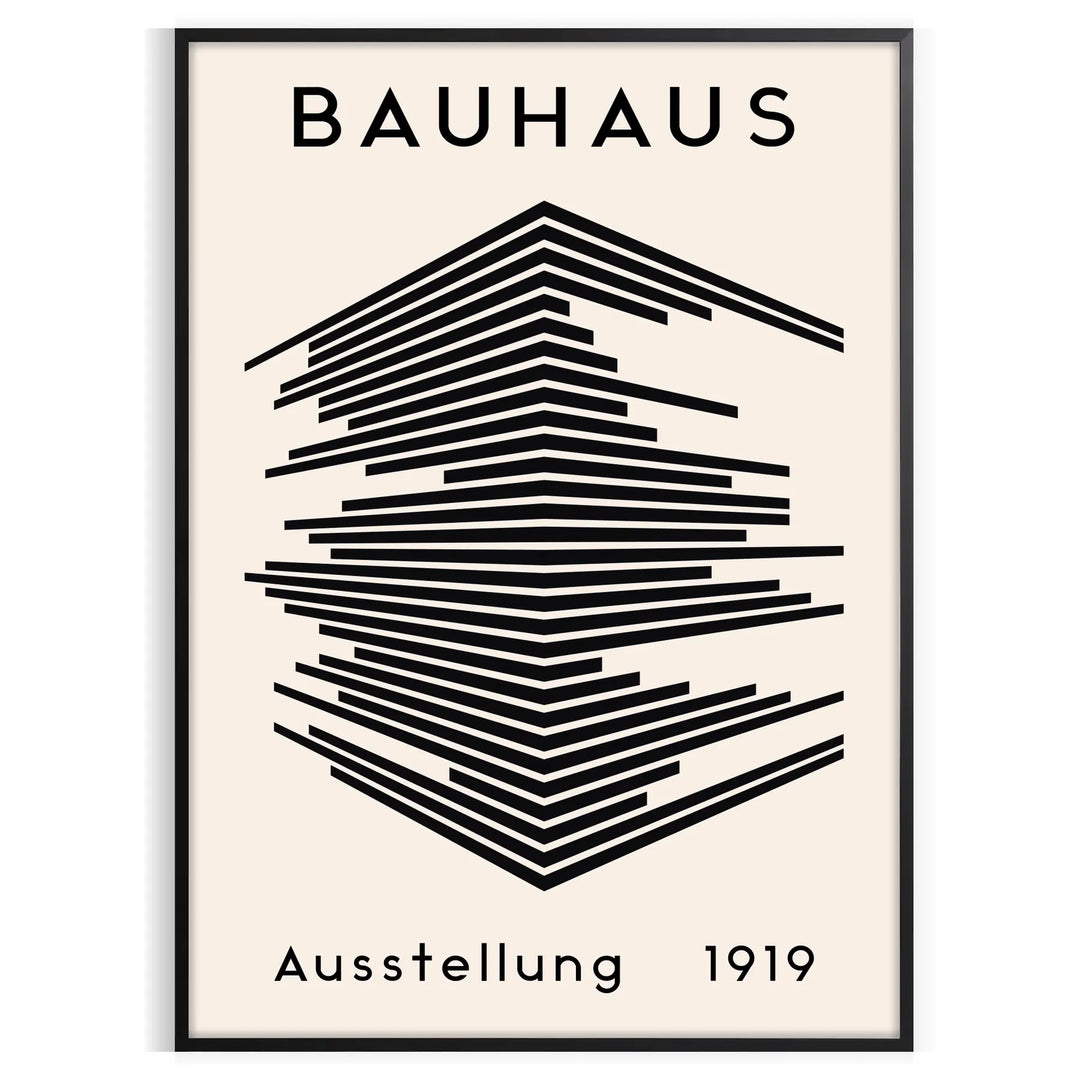 Geometric Bauhaus design featuring black and gray shapes