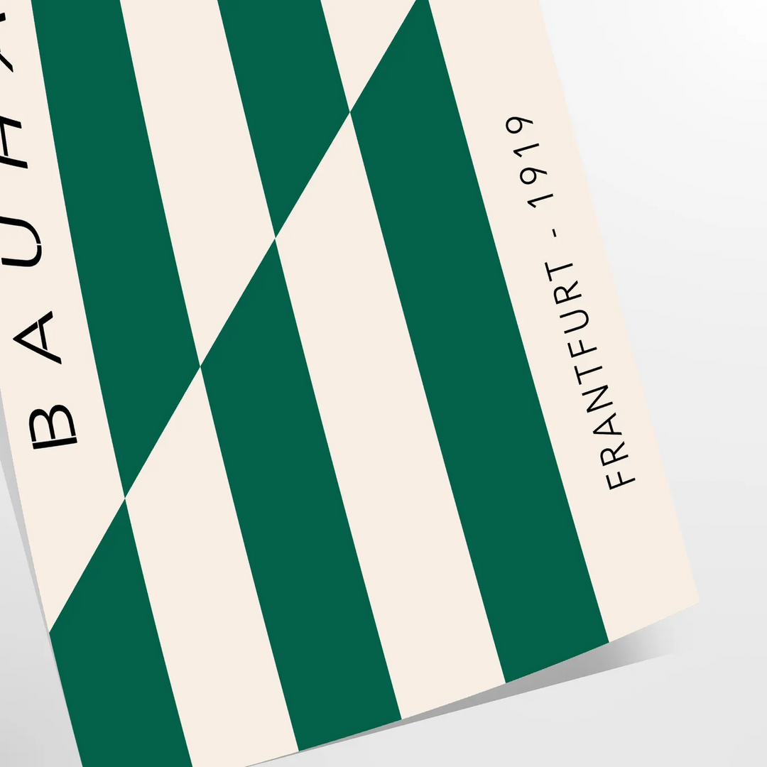 Gray and green abstract design with geometric shapes in Bauhaus style - as a rolled, unframed print