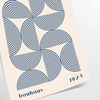 Bauhaus abstract poster with gray and blue geometric shapes, modern print - as a rolled, unframed print