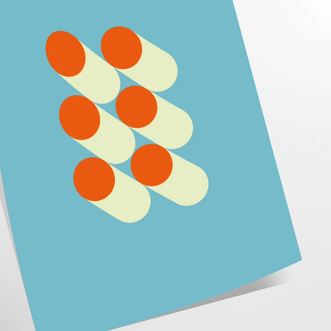 Bauhaus geometric abstract poster with bold red, blue, yellow shapes - as a rolled, unframed print