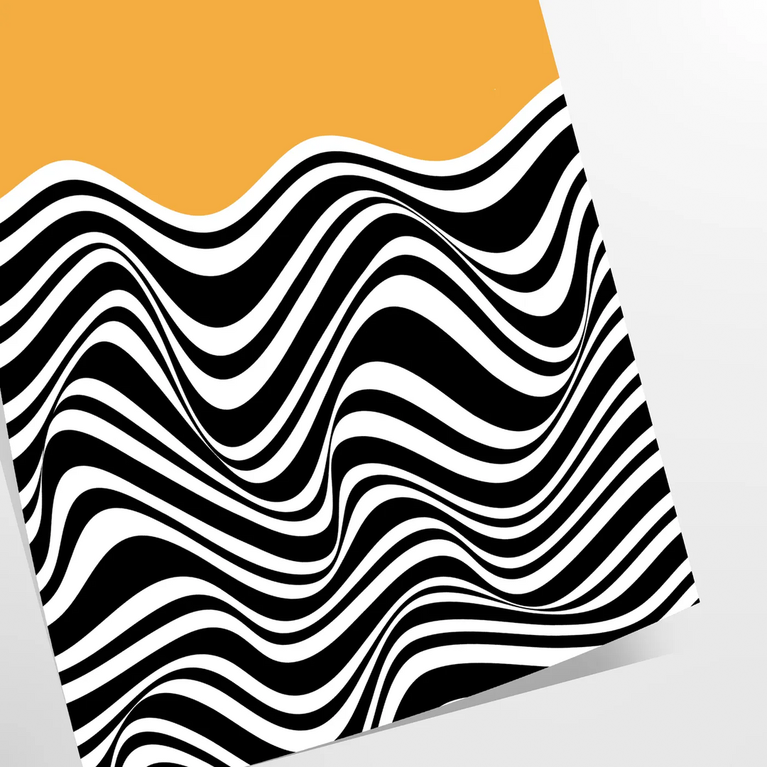 Unrahmtes Poster zeigt abstrakte geometrische Bauhaus-Komposition, minimalistisches Grafikdesign - als gerollter Druck, ohne Rahmen
