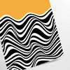 Unrahmtes Poster zeigt abstrakte geometrische Bauhaus-Komposition, minimalistisches Grafikdesign - als gerollter Druck, ohne Rahmen