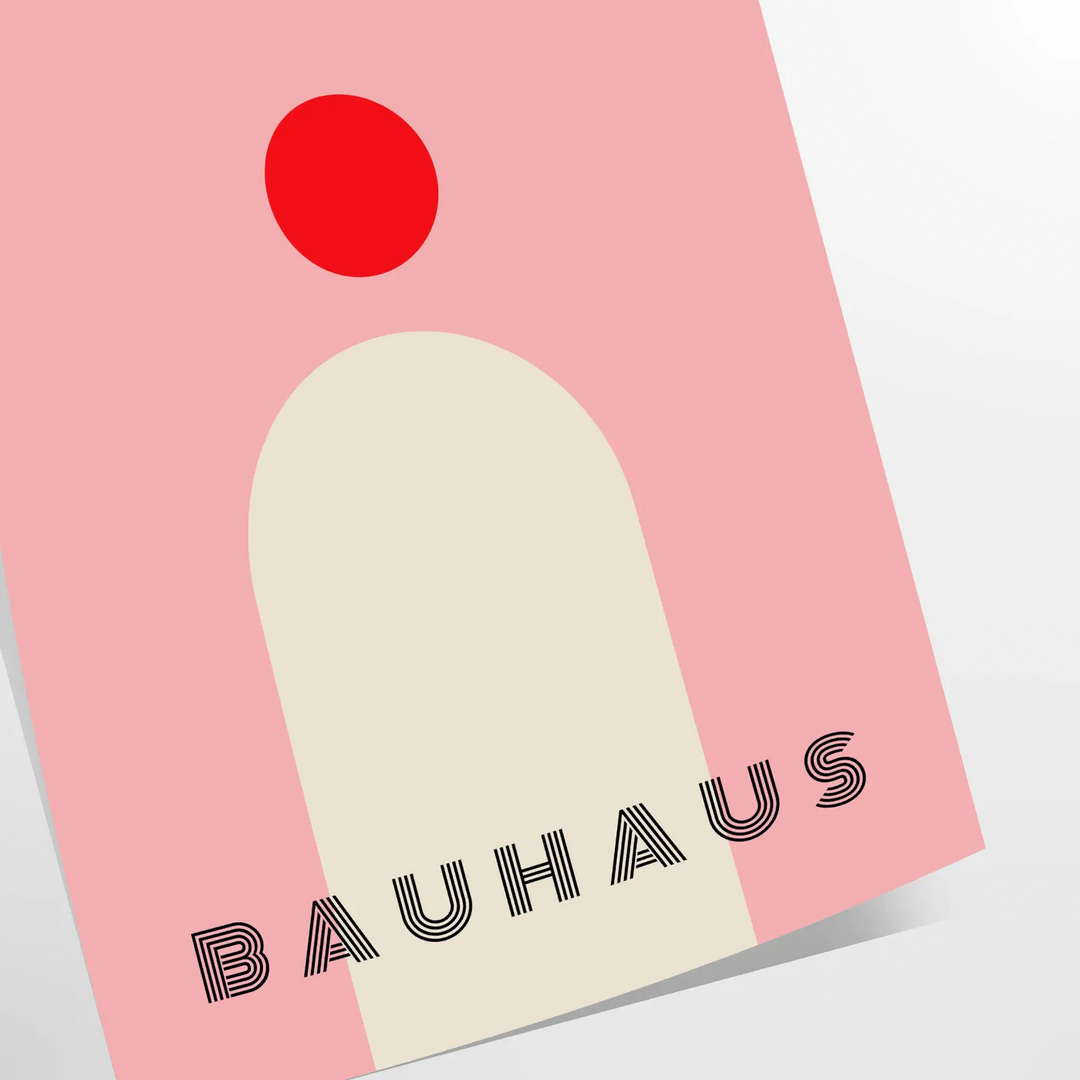 Bauhaus-Poster mit geometrischer abstrakter Komposition und minimalistischer Typografie - als gerollter Druck, ohne Rahmen