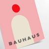 Bauhaus-Poster mit geometrischer abstrakter Komposition und minimalistischer Typografie - als gerollter Druck, ohne Rahmen