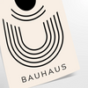 Poster Bauhaus geometrico grigio e nero con forme astratte minimaliste