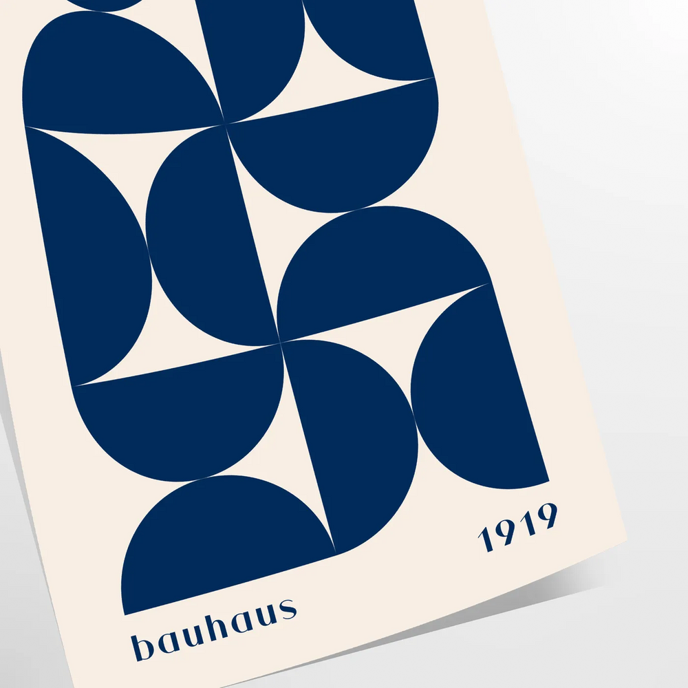 Vintage Bauhaus poster featuring geometric shapes in muted colors