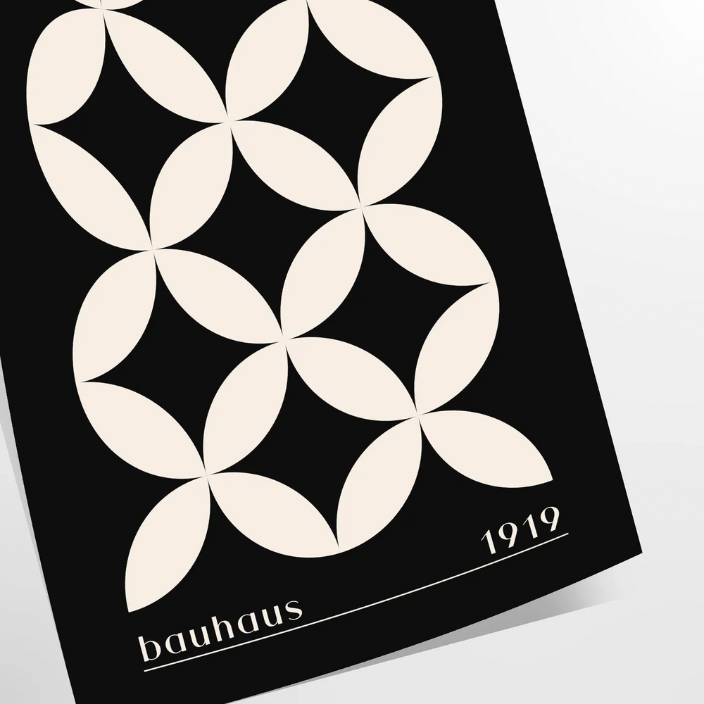 Abstract geometric shapes in Bauhaus style with bold primary colors