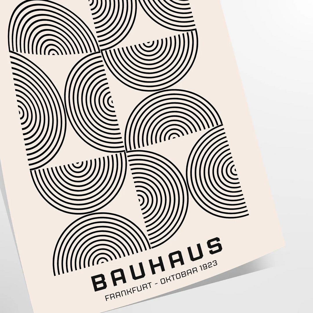 Formas geométricas abstractas en gris y negro, inspiradas en el diseño Bauhaus - como impresión enrollada, sin marco
