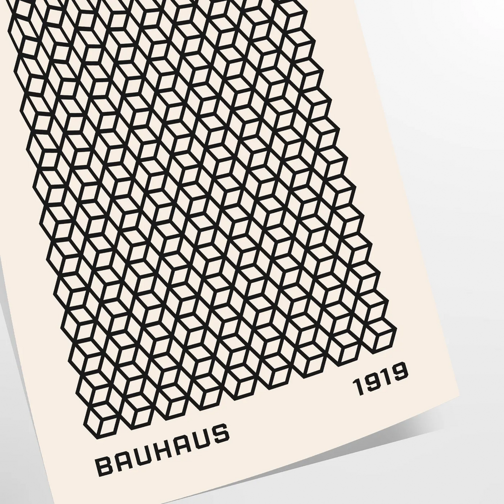 Geometric shapes and lines in Bauhaus style with a minimalist color palette