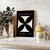 Abstract Bauhaus design with geometric shapes in gray and black tones - styled on a counter with eucalyptus and a bowl of lemons