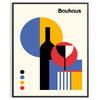 Bauhaus abstract geometric poster with bold primary colors, modern minimal composition - in a black frame