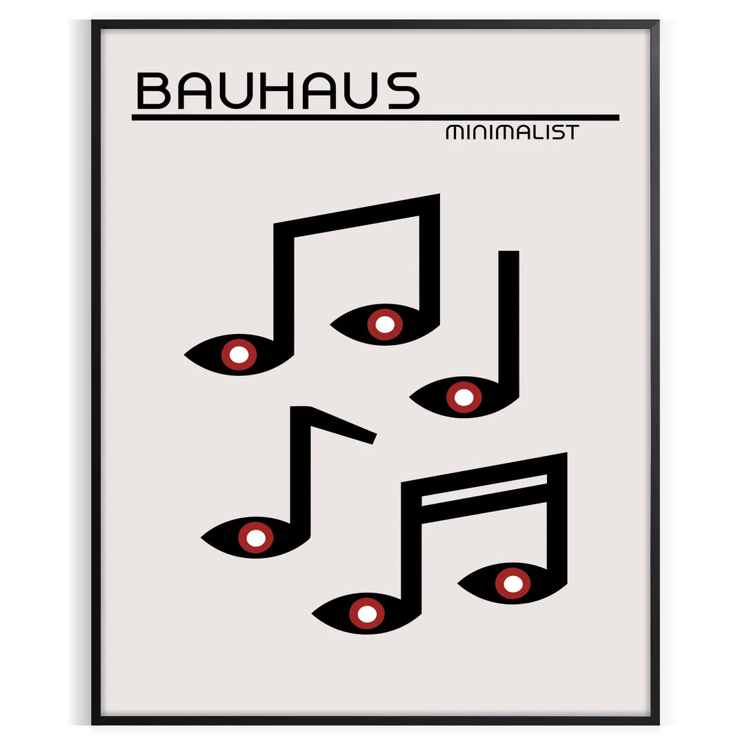 Bauhaus style poster showing abstract geometric composition with minimalist typography